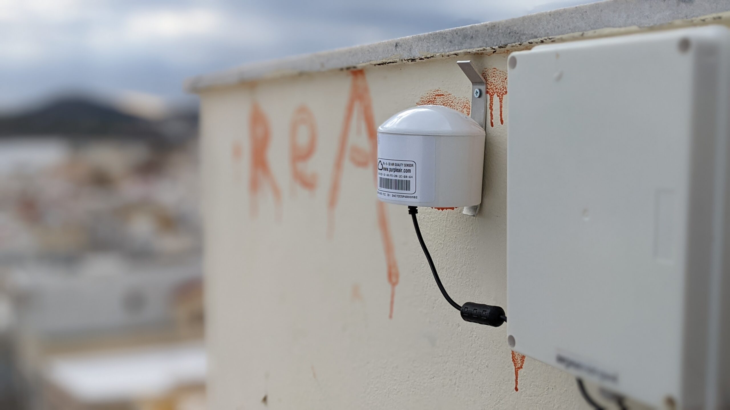 Installation of a PurpleAir air quality monitoring sensor at the centre